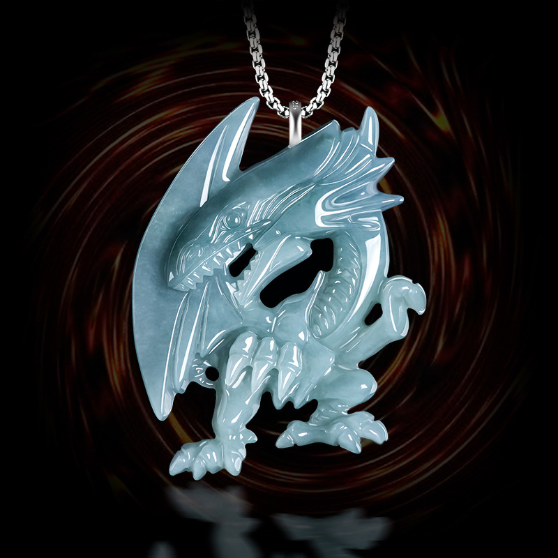 Cocktail Shaker Set - Blue Myanmar Jadeite Dragon Pendant Necklace