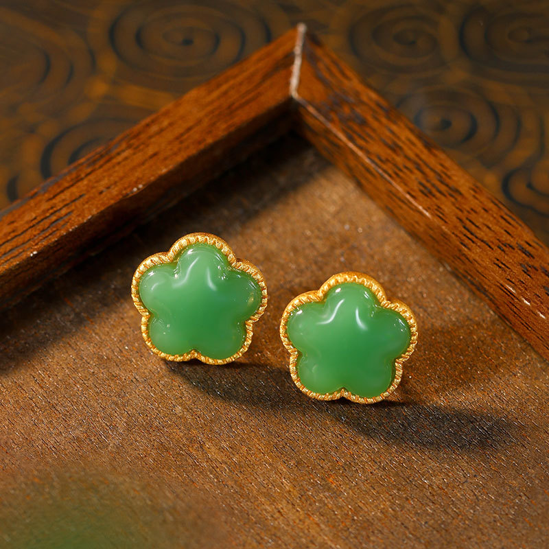 Cocktail Shaker Set - Green Natural Jade Clover Earrings Gifts