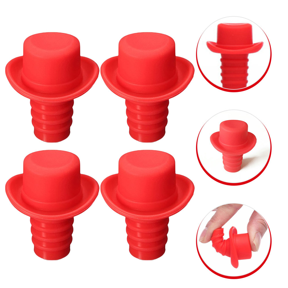 4Pcs Silicone Wine Bottle Stop - Wine Beer Hat review and price